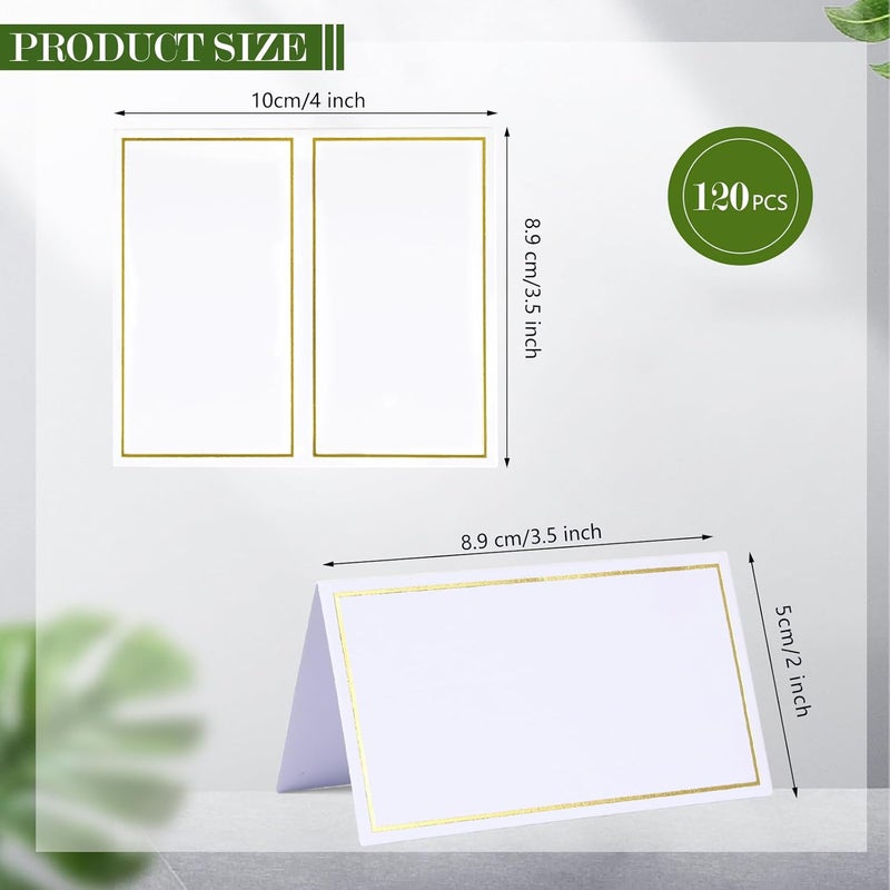 FeFu Place Cards Pack of 120 - Small Table Name Cards with Gold Foil Border Weddings, Banquets, Events, Not for Printers - Image 2