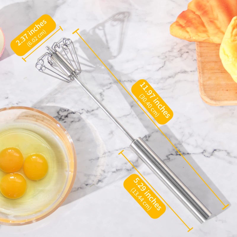 Newness Whizzy Whisk, Stainless Steel Semi Automatic Whisk Blender for Home -Versatile Tool for Egg Beater, Milk Frother, Hand Push Whisk - Kitchen Utensil for Blending, Whisking, Beating & Stirring - Image 5