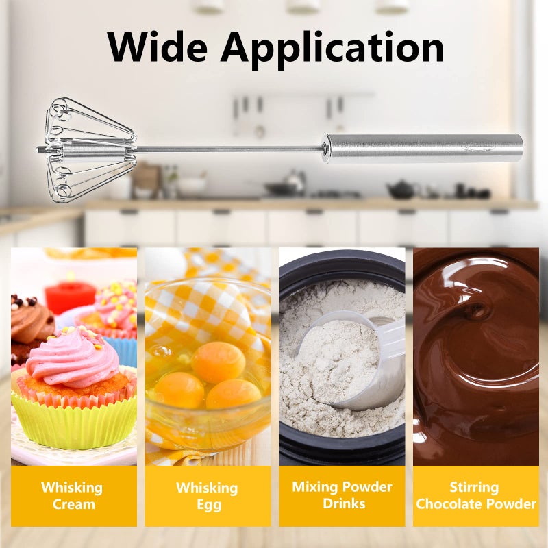 Newness Whizzy Whisk, Stainless Steel Semi Automatic Whisk Blender for Home -Versatile Tool for Egg Beater, Milk Frother, Hand Push Whisk - Kitchen Utensil for Blending, Whisking, Beating & Stirring - Image 4