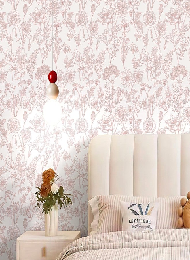 Toduso Peel and Stick Wallpaper Floral Wall Paper Pink and White Contact Paper Waterproof Removable Self Adhesive Flowers Wallpaper for Bedroom Bathroom Decorative Cabinets Vinyl 17.3"x78.7" - Image 3