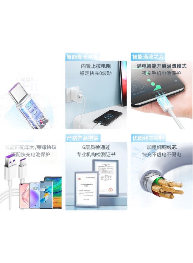 Oksj [2 Pieces] Type-C Data Cable, Super Fast Charging Cable, 100W/5A, Compatible With Huawei, Xiaomi Phones, Mate60Pro/50/40/P30, Honor, Vivo, Android - Image 2