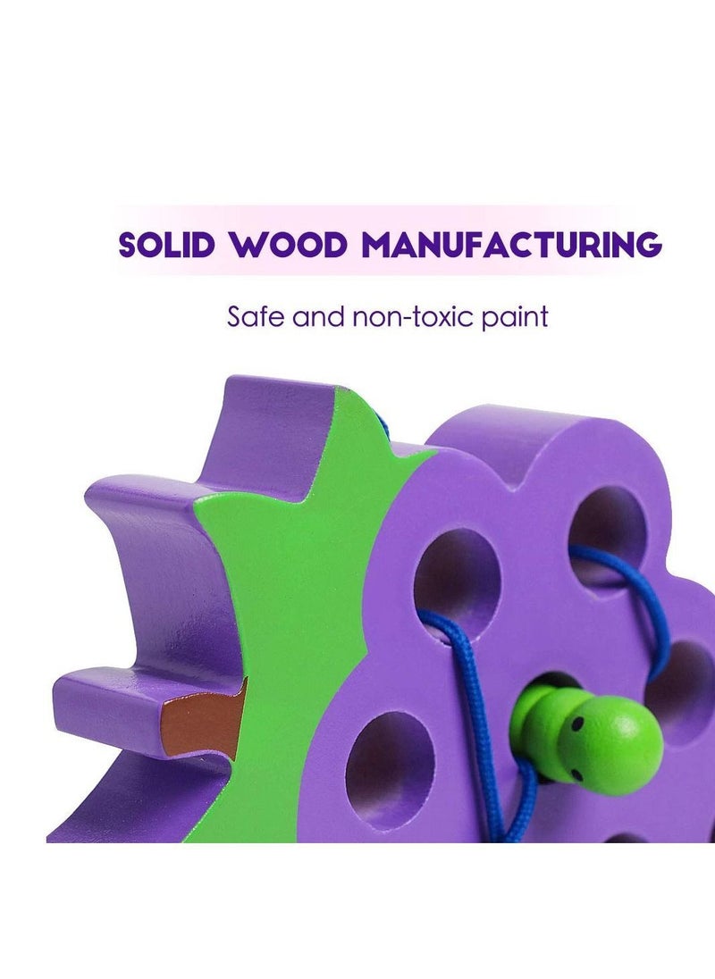 Y&D SYOSI Wooden Lacing Grape Threading Toys, Wood Block Puzzle Car Airplane Travel Game Early Development Fine Motor Skills Educational Gift for 3 4 5 Years Old Toddlers Kids  - Image 5