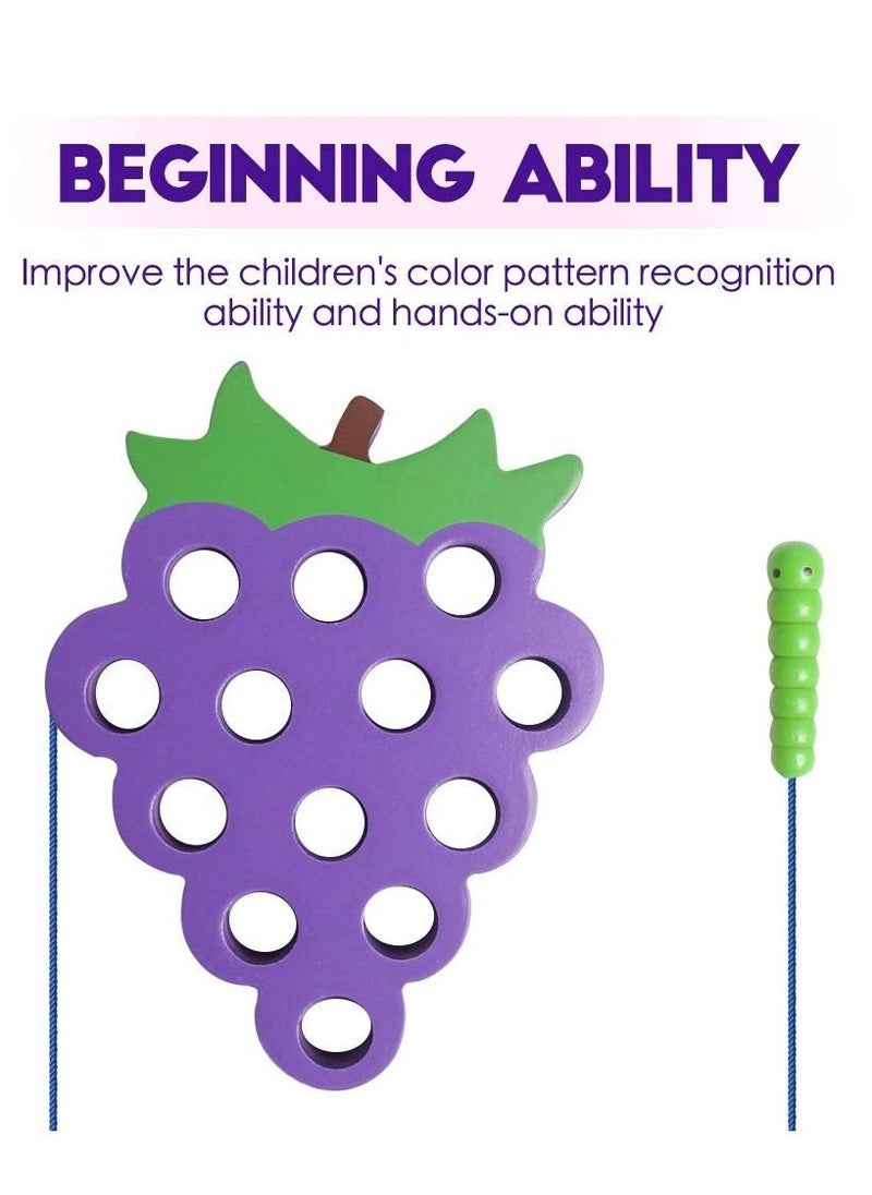 Y&D SYOSI Wooden Lacing Grape Threading Toys, Wood Block Puzzle Car Airplane Travel Game Early Development Fine Motor Skills Educational Gift for 3 4 5 Years Old Toddlers Kids  - Image 2