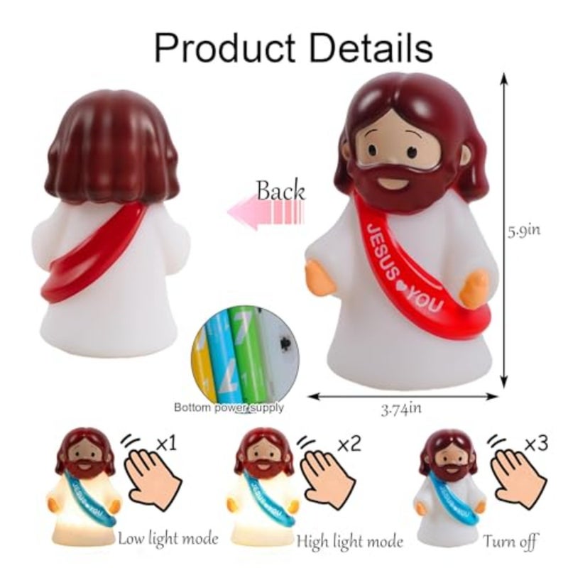 3 Pack Christmas Jesus Night Light Lamp, LED Tap-Dimmable Bedside Touch Lamp, Jesus Love You Christian Decor Gift for Easter Bedroom Church Prayer Corner - Image 5