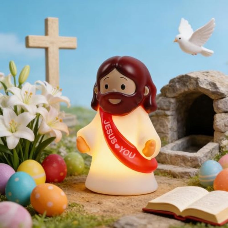 3 Pack Christmas Jesus Night Light Lamp, LED Tap-Dimmable Bedside Touch Lamp, Jesus Love You Christian Decor Gift for Easter Bedroom Church Prayer Corner - Image 3
