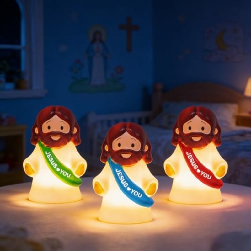 3 Pack Christmas Jesus Night Light Lamp, LED Tap-Dimmable Bedside Touch Lamp, Jesus Love You Christian Decor Gift for Easter Bedroom Church Prayer Corner - Image 4