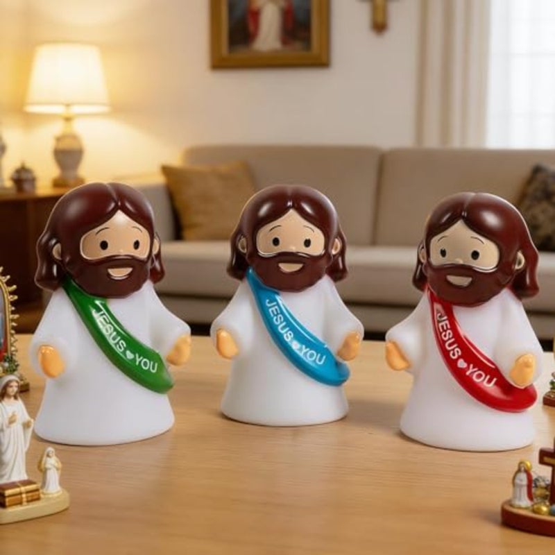 3 Pack Christmas Jesus Night Light Lamp, LED Tap-Dimmable Bedside Touch Lamp, Jesus Love You Christian Decor Gift for Easter Bedroom Church Prayer Corner - Image 2