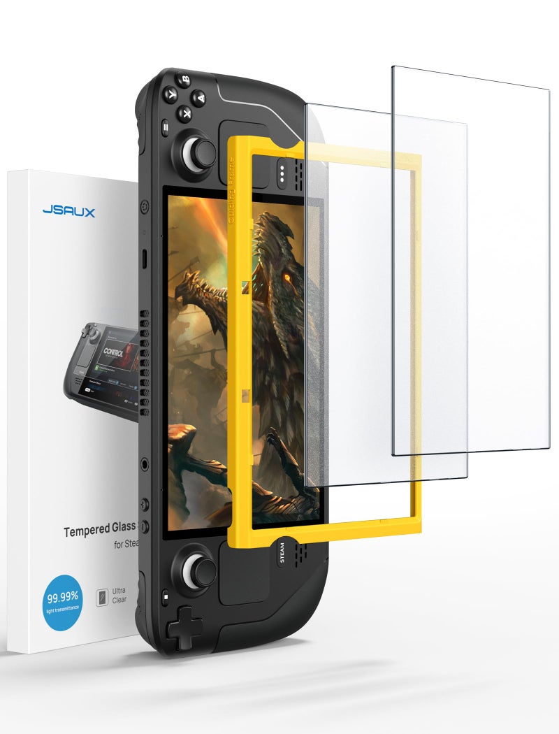 JSAUX 2-Pack Anti Glare Screen Protector for Steam Deck, 9H Hardness Matte Tempered Glass for Steam Deck OLED with Guiding Frame, Scratch Resistant, Comes with Toolkits - Image 1