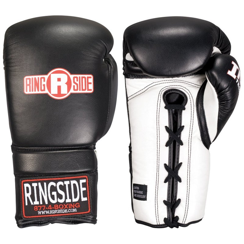 Ringside unisex adult Lace UP Boxing Gloves Black 16Ounce US