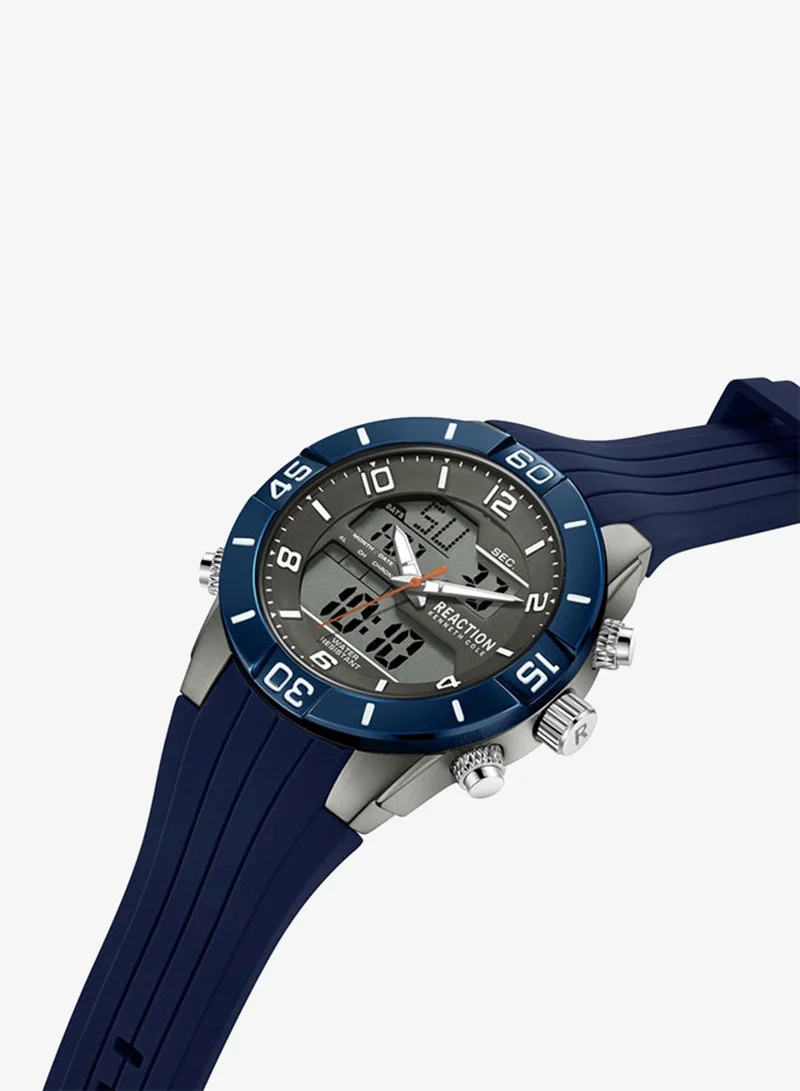 Kenneth Cole Reaction Analogue - Digital Gents Watch With Blue Silicon Strap 46mm - KRWGP9005801