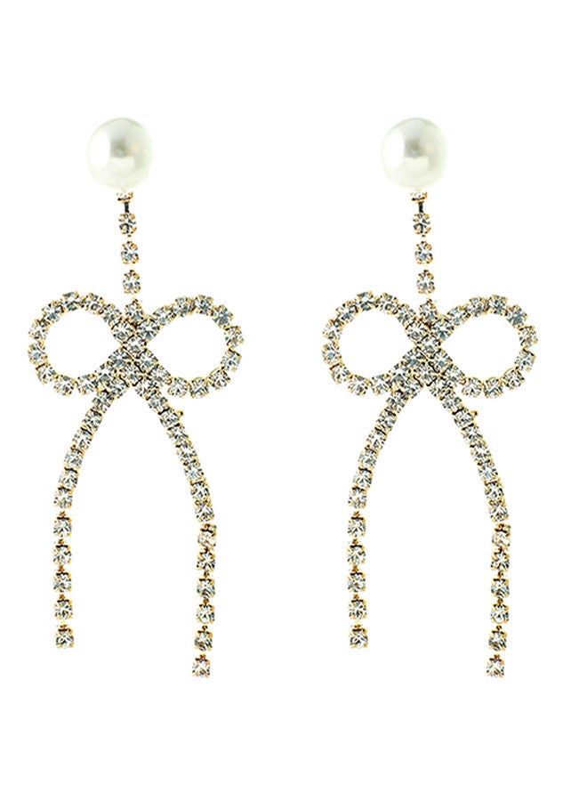 NIBEMINENT Alloy Dangle Earrings White/Gold  - Image 1
