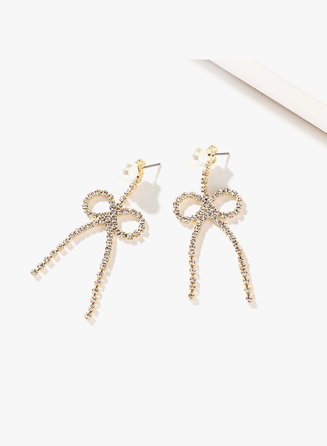NIBEMINENT Alloy Dangle Earrings White/Gold  - Image 2