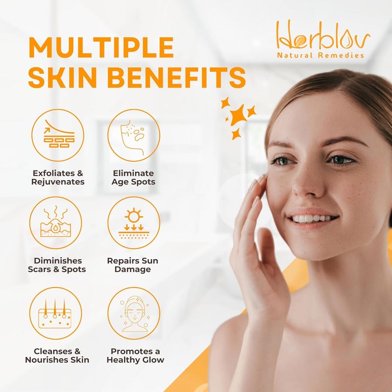 Herblov كريم وجه بالكركم لوشن تفتيح البشرة الطبيعي بالكامل زبدة الجسم المخفوقة بالكركم للبقع الداكنة فرط التصبغ العناية بالبشرة بالكركم ينظف يحارب حب الشباب يوازن لون الندبات أضرار الشمس - Image 3