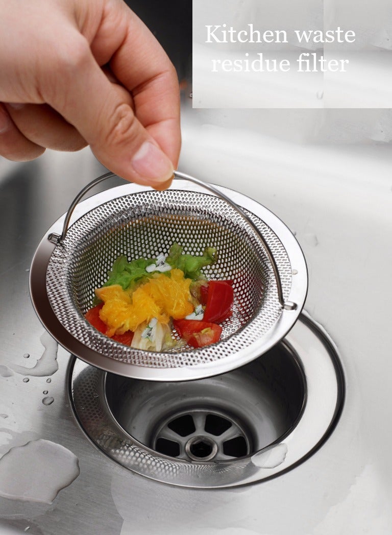 2 Pack Stainless Steel Kitchen Sink Strainers Large Food Catchers Easy to Clean Fast Flow Drainage 45 Inch Diameter - Image 2