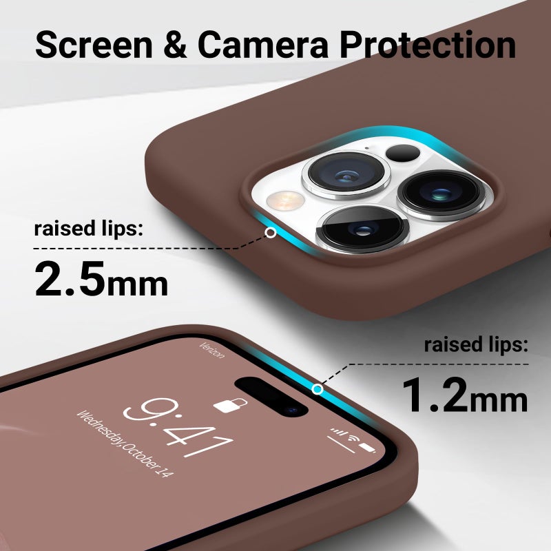 AOTESIER Shockproof for iPhone 15 Pro Case, [Food Grade Silicone] Phone Case [Military Drop Protection] with Soft Anti-Scratch Microfiber Lining, 6.1 inch, Chocolate - Image 3