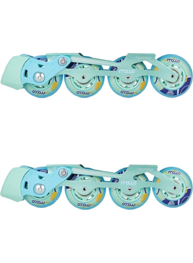 Meter high Migao Roller Skates For Children, Boys' Beginner Set, Elementary And Middle School Inline Skates, Ice Skates, Roller Skates, Straight-Wheel S3 Blue M - Image 3