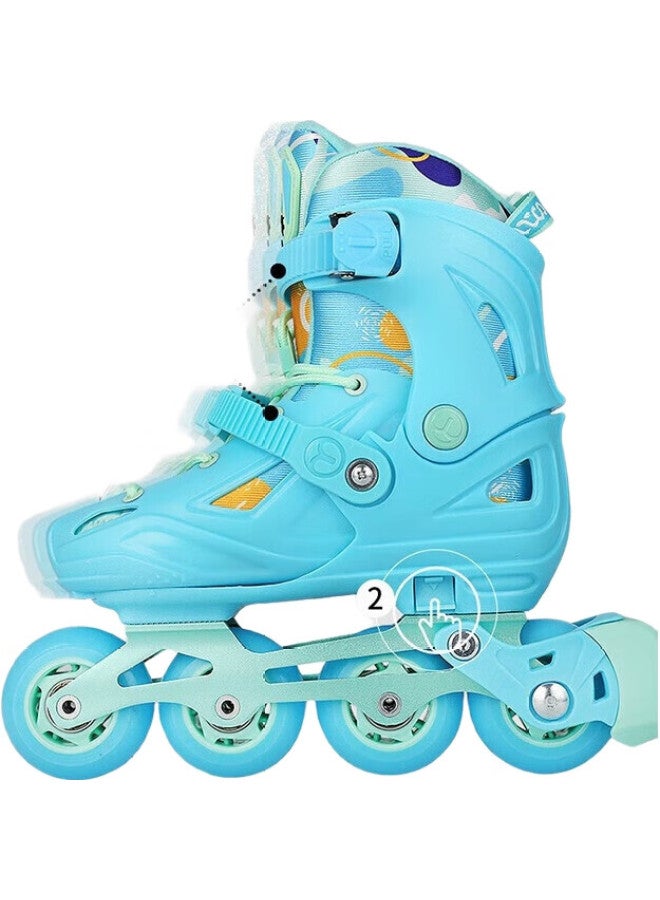 Meter high Migao Roller Skates For Children, Boys' Beginner Set, Elementary And Middle School Inline Skates, Ice Skates, Roller Skates, Straight-Wheel S3 Blue M - Image 2