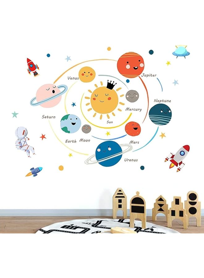 vtech System Wall Stickers, Space Decor Planet Wall Decals, Removable Wall Stickers, Peel and Stick, Environmental Friendly, for Kids Nursery Bedroom Living Room Decoration - Image 1
