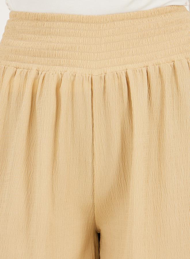 Styli Smocked Waist Mid Rise Wide Leg Pants  - Image 3