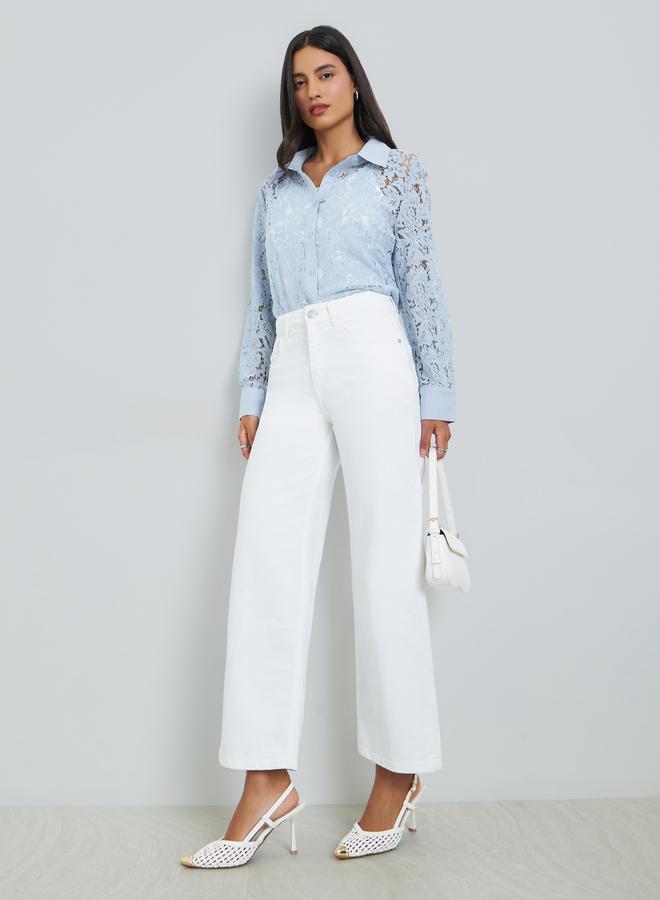 Styli Women Off White Mid Rise Straight Leg Jeans - Image 1