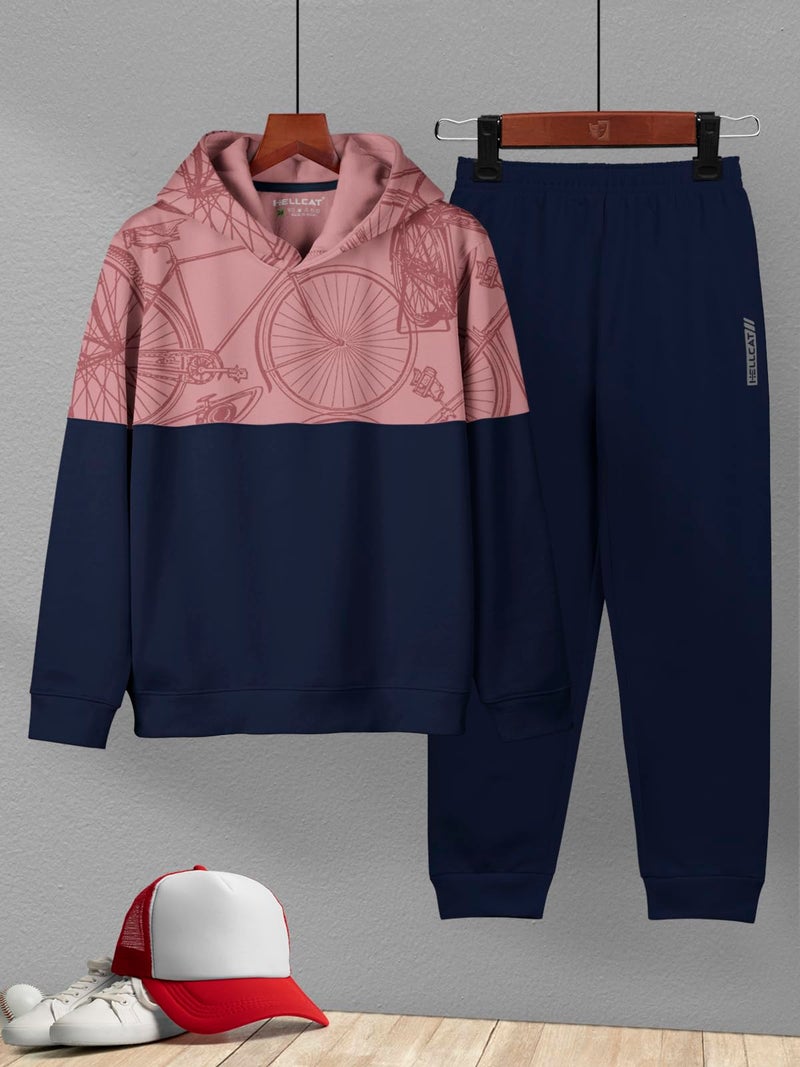 HELLCAT Printed Cotton Blend Hoodie T-Shirt and Jogger Trackpant Clothing Set for Boys_ Taupe_3-4 Years - Image 2