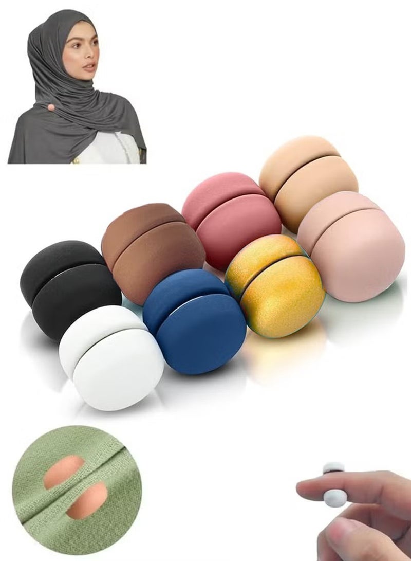 8 Pack Magnetic Hijab Pins,Hijab Magnets Multi-Use Pinless Magnetic Pins, Colorful Magnet Pins Scarf Magnetic Pin No-Snag Brooch Clasp for Clothes Dress Scarves (Matte) - Image 1