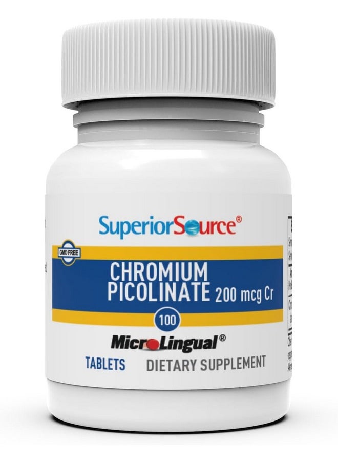 Superior Source Superior Source Chromium 200 mcg, Quick Dissolve MicroLingual Tablets, 100 Count, Promotes Healthy Protein & Sugar Metabolism, Supports Healthy Blood Sugar Levels Already Within Normal Range, Non-GMO 