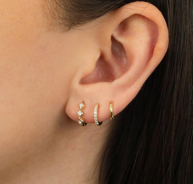 KICKGY Pearl Earrings for Women Trendy,Dainty Gold Earrings 14K Gold Plated CZ Huggie Earrings Small Pearl Hoop Earrings Cute Earrings Stacks Cartilage Earrings for Women Jewelry Gifts - Image 2