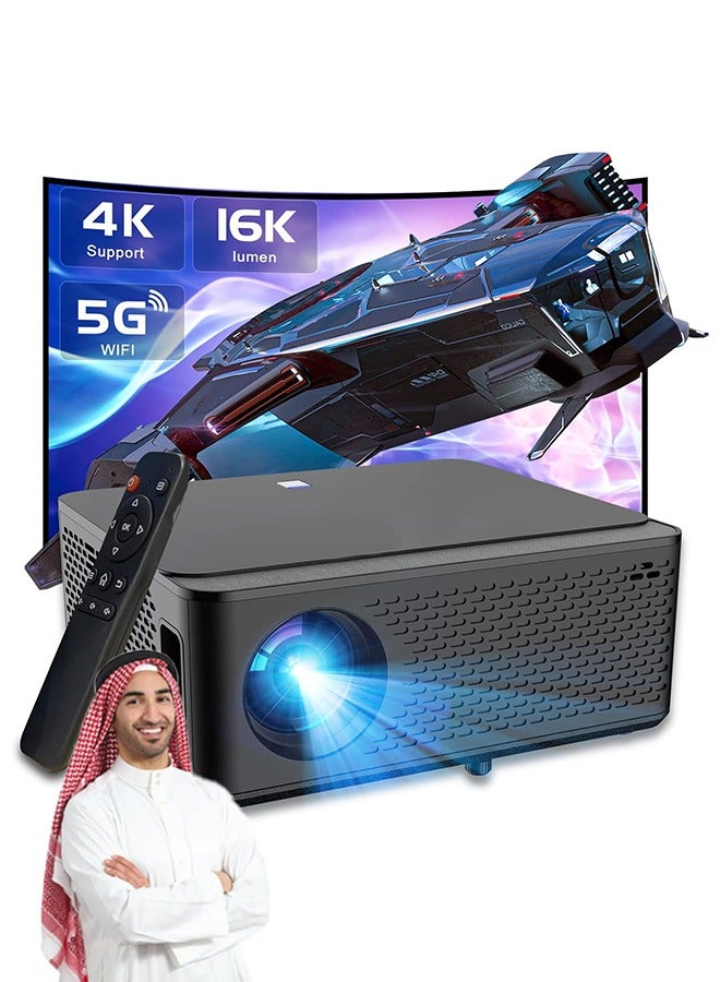 Bukela Projector with 5G WiFi and Bluetooth, GINCSRI 16000L Native 1080P Full HD Outdoor Portable Movie Projector 4k Support, 4D Keystone Infinite Zoom, Compatible with TV Stick/Phone/PC/PS5  - Image 1