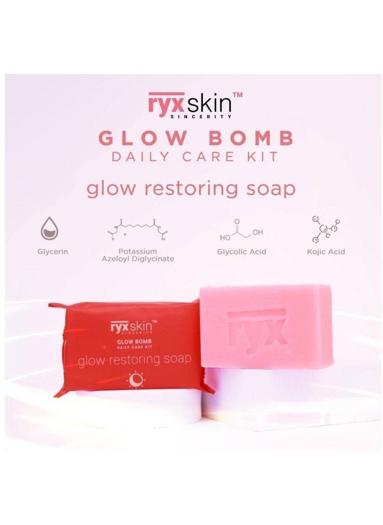 ryxskin sincerity Glow Bomb Daily Care Kit, Complete Set with Glow-Restoring Soap, Toner, Morning Cream SPF 30, and Evening Cream, Cleanses, Exfoliates and Revives Skin for a Radiant, Fresh and Toned Complexion.  - Image 2