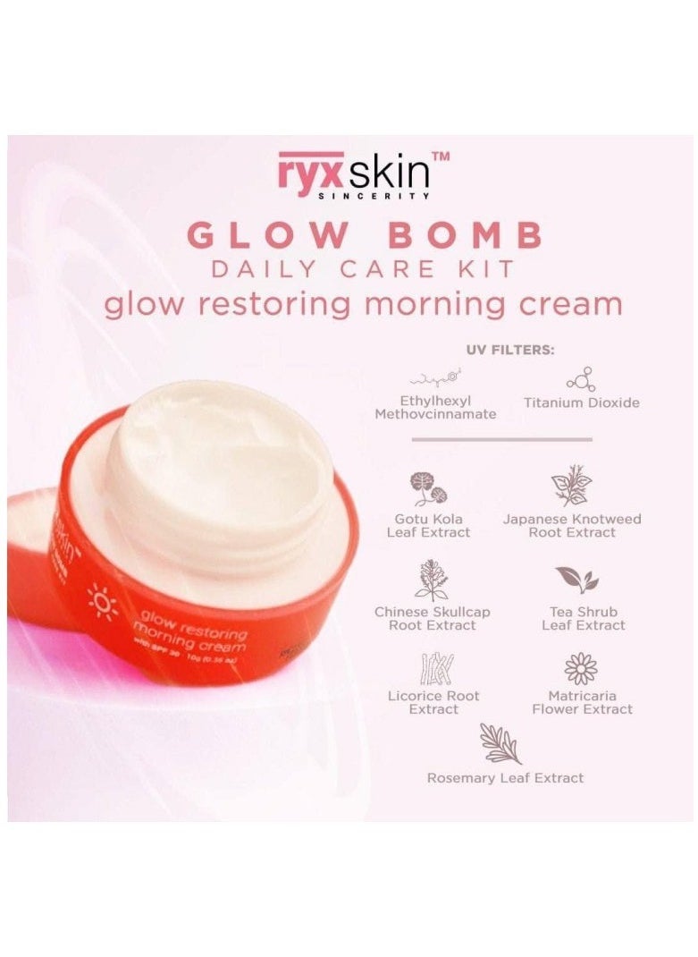 ryxskin sincerity Glow Bomb Daily Care Kit, Complete Set with Glow-Restoring Soap, Toner, Morning Cream SPF 30, and Evening Cream, Cleanses, Exfoliates and Revives Skin for a Radiant, Fresh and Toned Complexion.  - Image 3