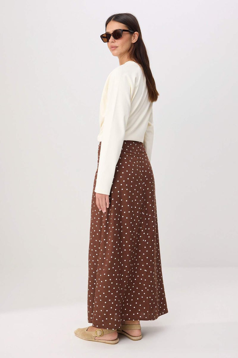 trendyol Brown Polka Dot Patterned Bell Woven Skirt - Image 4