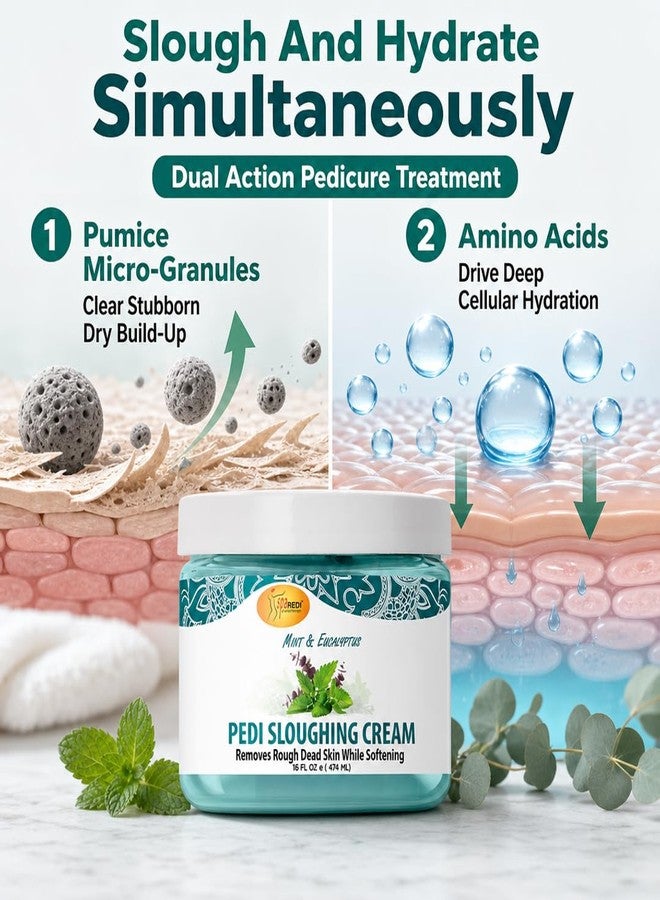 SPA REDI Exfoliating Foot Cream - Pumice & Amino Acid Callus Remover for Dry, Cracked Heels | Dual-Action Sloughing & Deep Hydration | Mint & Eucalyptus | Cruelty-Free | Made in USA | 16 oz - Image 2