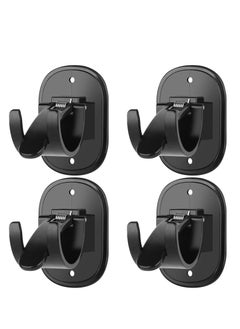 Self Adhesive Curtain Rod Bracket，Curtain Rod Holders Hooks No drilling on Wall For Home(4 Pieces, Black)