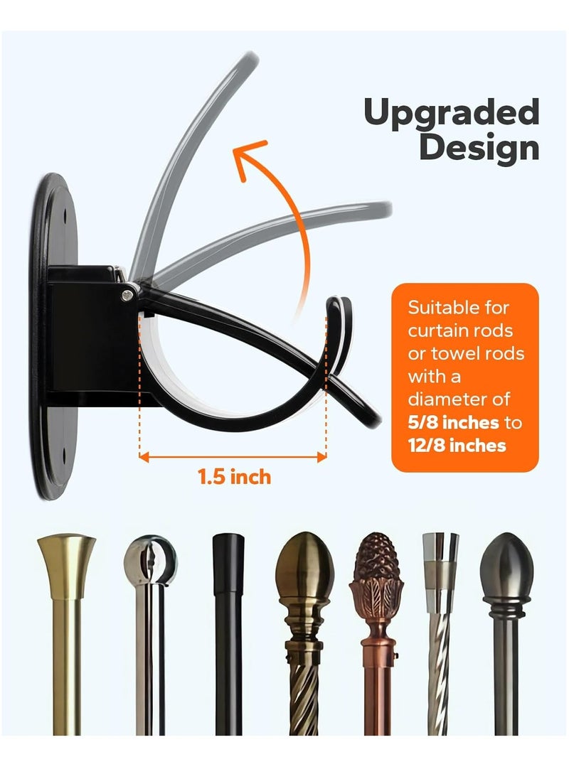 Oasisgalore - Self Adhesive Curtain Rod Bracket，Curtain Rod Holders Hooks No drilling on Wall For Home(4 Pieces, Black) - Image 1