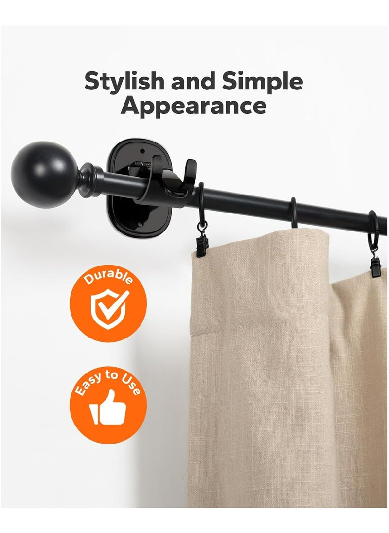 Oasisgalore - Self Adhesive Curtain Rod Bracket，Curtain Rod Holders Hooks No drilling on Wall For Home(4 Pieces, Black) - Image 1