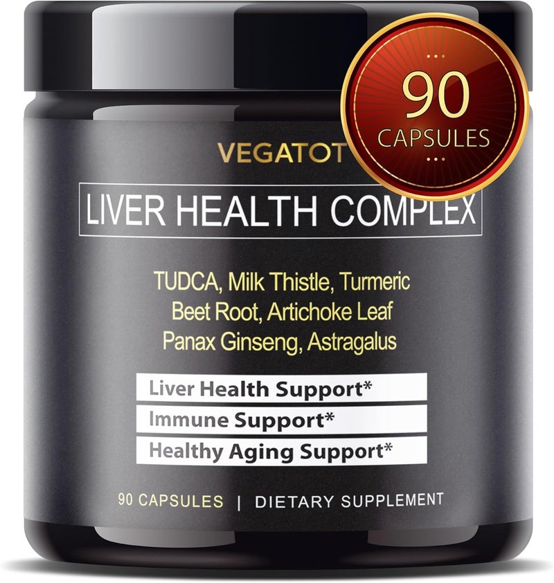 VEGATOT فيجاتوت مركب صحة الكبد تركيبة مصنوعة ومختبرة في الولايات المتحدة عالية الفعالية مع TUDCA حليب الشوك جذر الشمندر ورق الخرشوف بانكس جنسنغ أستراجالوس كركم تركيبة تنظيف ديتوكس - Image 1