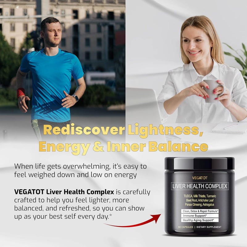 VEGATOT فيجاتوت مركب صحة الكبد تركيبة مصنوعة ومختبرة في الولايات المتحدة عالية الفعالية مع TUDCA حليب الشوك جذر الشمندر ورق الخرشوف بانكس جنسنغ أستراجالوس كركم تركيبة تنظيف ديتوكس - Image 2