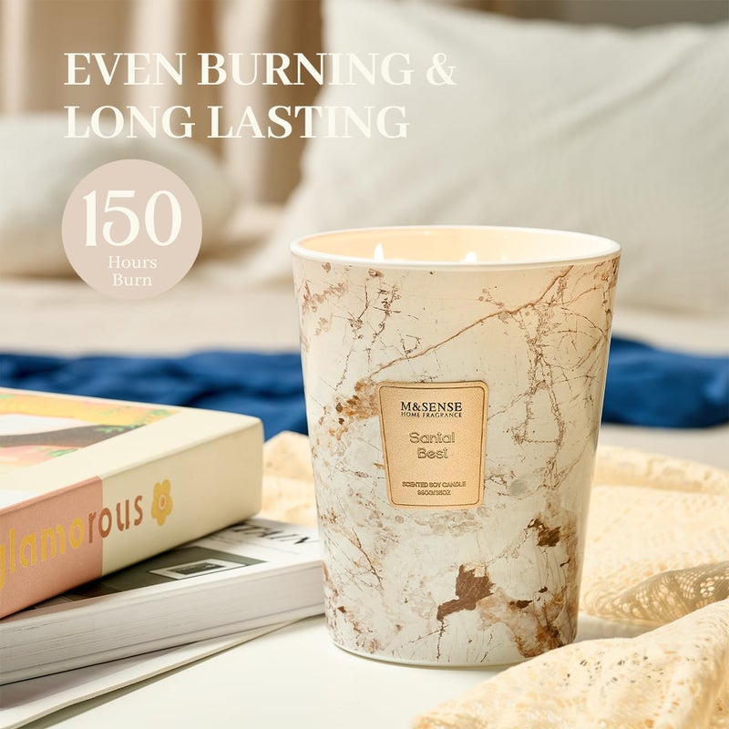 M&SENSE Extra Large Candle 35oz 150H Santal Scented 3-Wick Highly Scented Jar Candles, XL Candle for Home Decor, Long Lasting Aromatherapy Candle for Stress Relief, Meditation - Image 5