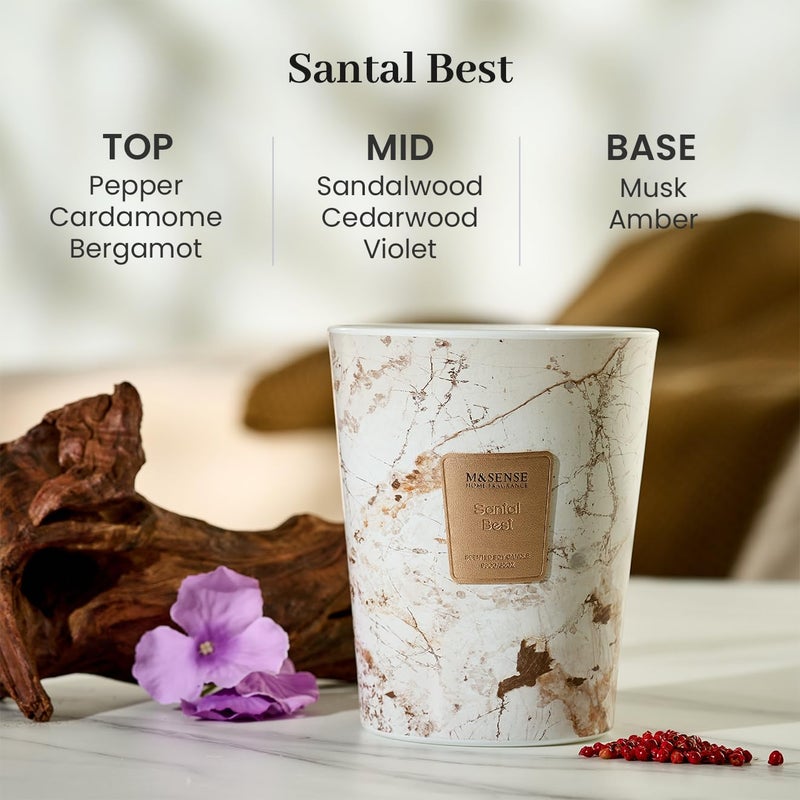M&SENSE Extra Large Candle 35oz 150H Santal Scented 3-Wick Highly Scented Jar Candles, XL Candle for Home Decor, Long Lasting Aromatherapy Candle for Stress Relief, Meditation - Image 3