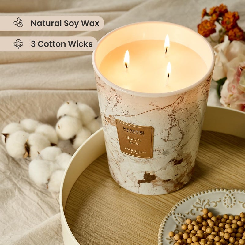 M&SENSE Extra Large Candle 35oz 150H Santal Scented 3-Wick Highly Scented Jar Candles, XL Candle for Home Decor, Long Lasting Aromatherapy Candle for Stress Relief, Meditation - Image 2