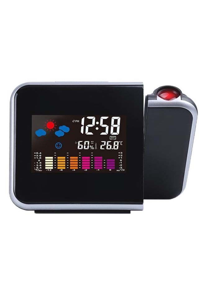NIBEMINENT - 7-Color Changing Snooze LED Projection Digital Alarm Clock Black - Image 1