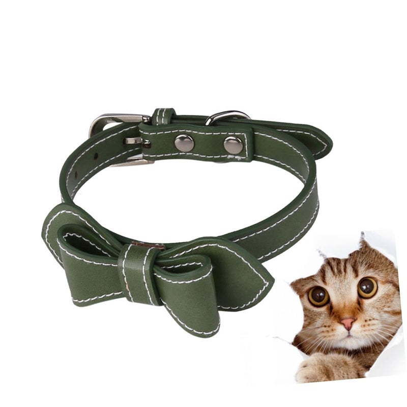 Adjustable Pet Collar With Bow Tie Design Green Soft Neck Ring For Small Medium Dogs Cats - Image 2