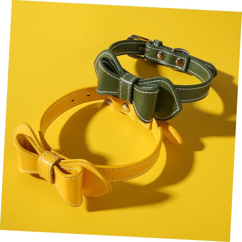 Adjustable Pet Collar With Bow Tie Design Green Soft Neck Ring For Small Medium Dogs Cats - Image 5