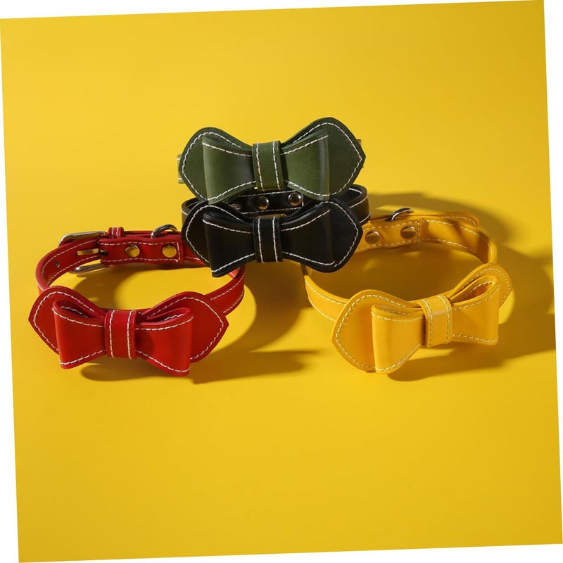 Adjustable Pet Collar With Bow Tie Design Green Soft Neck Ring For Small Medium Dogs Cats - Image 4