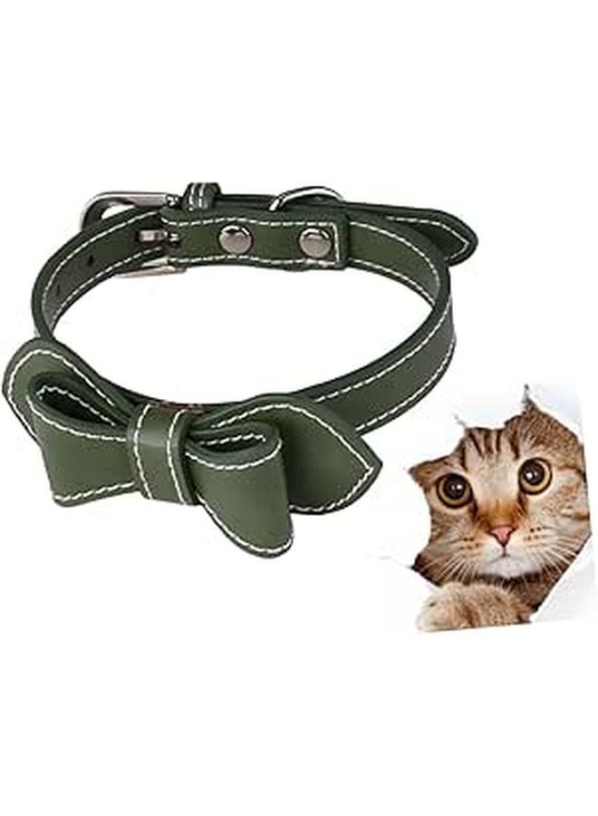 Adjustable Pet Collar With Bow Tie Design Green Soft Neck Ring For Small Medium Dogs Cats - Image 1