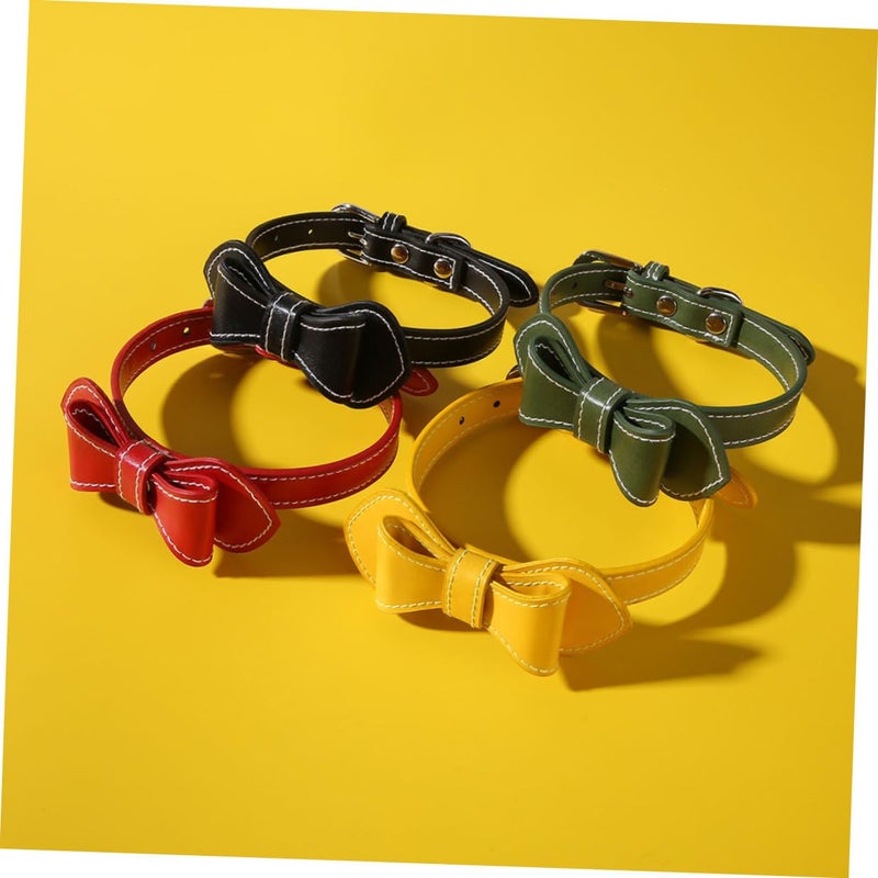 Adjustable Pet Collar With Bow Tie Design Green Soft Neck Ring For Small Medium Dogs Cats - Image 3