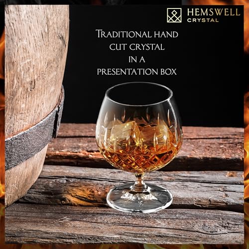 Hemswell Crystal كأس براندي هيمسويل كريستال مفرد - أكواب صغيرة للسكوتش أو البراندي أو الويسكي - كأس بالون براندي أنيق ورائع - كريستال أوروبي 8.5 أونصة - تصميم ويكلو - Image 2