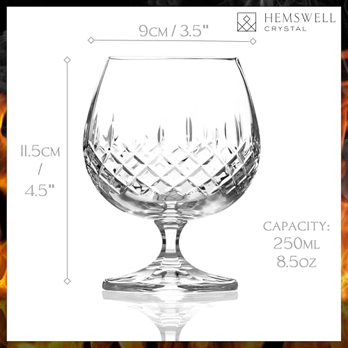 Hemswell Crystal كأس براندي هيمسويل كريستال مفرد - أكواب صغيرة للسكوتش أو البراندي أو الويسكي - كأس بالون براندي أنيق ورائع - كريستال أوروبي 8.5 أونصة - تصميم ويكلو - Image 5