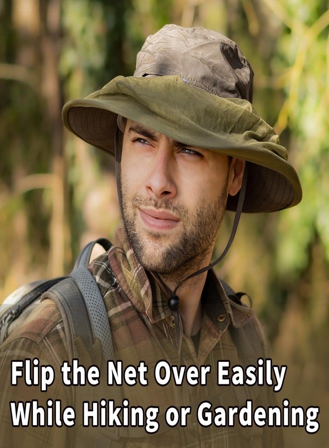Comhats Net Fly Fishing Hat Summer Sun UV Exploring Men Nylon Bucket Hiking Boating Gardening Veil Hats Army Green - Image 4